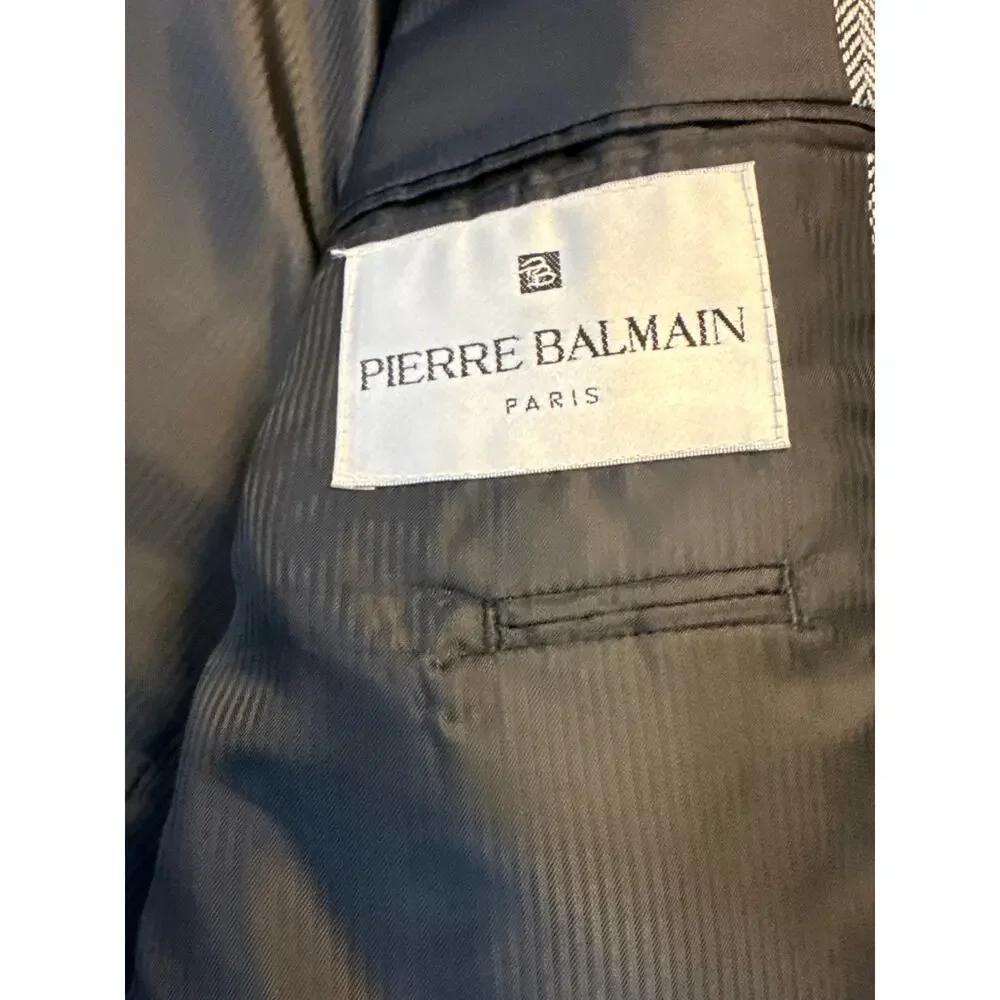 Pierre Balmain Paris Marseille 100% Silk Herringbone Sport Coat Blazer 42R